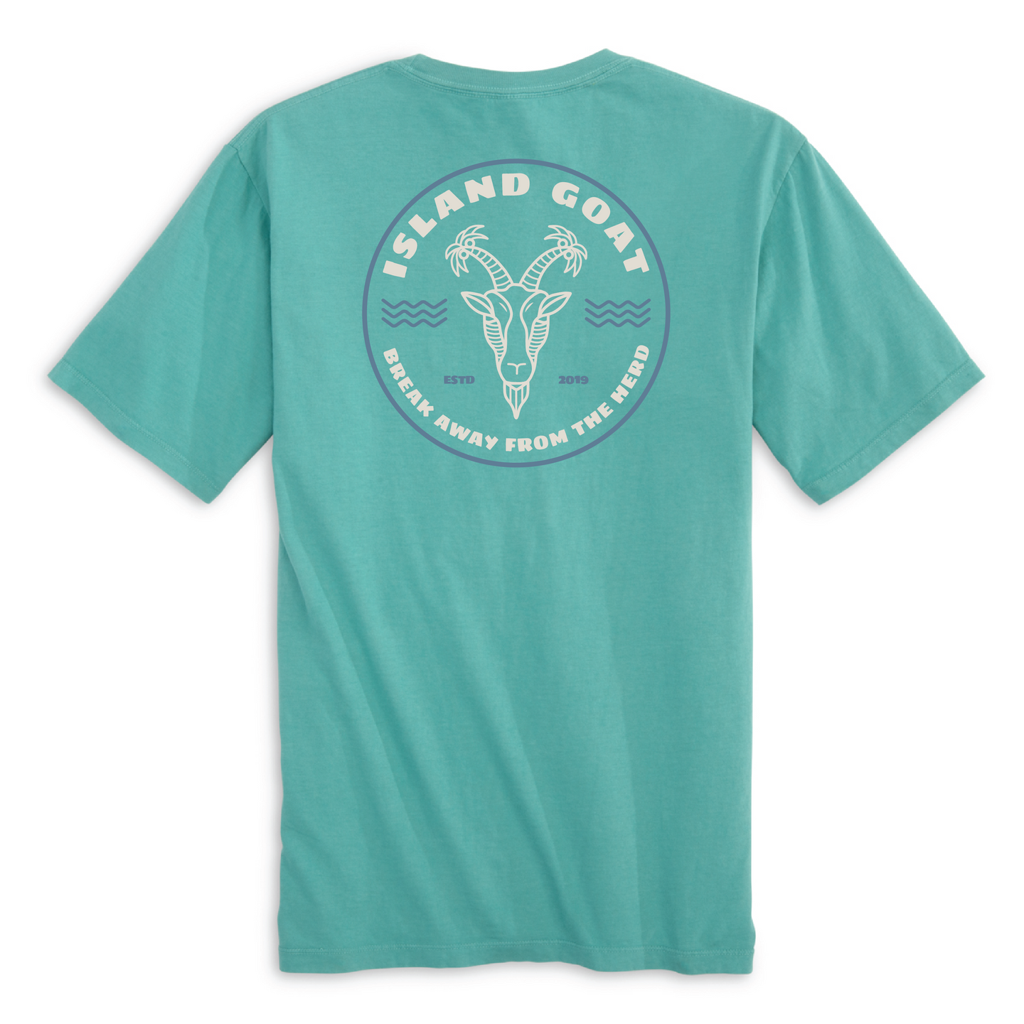 Island Goat Tee TakeErEasy Seafoam Back