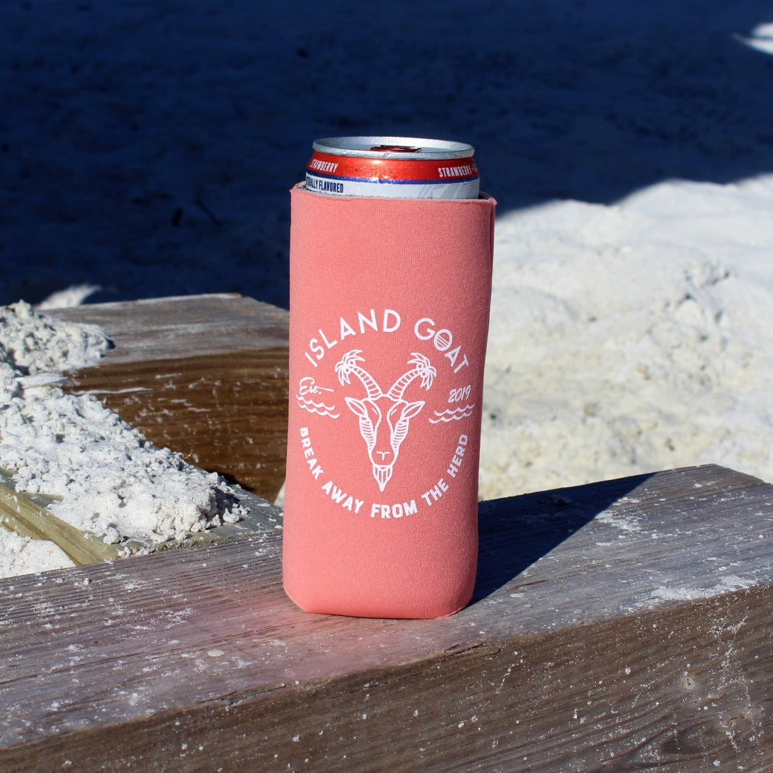 Island Goat  Take 'Er Easy Slim Can Koozie